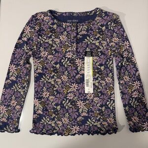 Okie Dokie New Floral Long Sleeve Kids Top - Purple and Pink